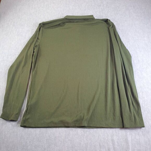 Coofandy Shirt Mens XL Green Ribbed Long Sleeve Half Zip Polo - Picture 6 of 7
